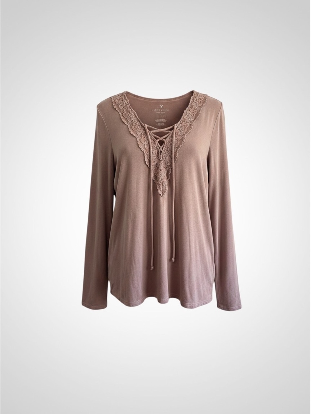 AEO Soft & Sexy mauve lace-up long sleeve top